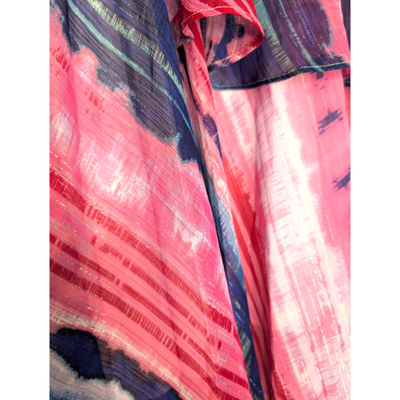 INC Womens Tie Dye Handkerchief Hem Smocked Chiffon Boho Fairy Sparkle Skirt L‎ - Picture 5 of 13